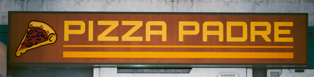 Schil von Pizza Padre. Screenshot vom Spiel Cyberpunk 2077.